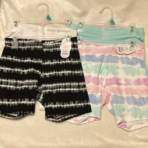 NWT Wonder Nation Aqua, White, Pastel & Black Tie-Dye Kids Bike Shorts Set 10/12